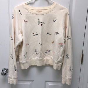 Madewell NYC Hood Embroidered Crop Sweatshirt sz L